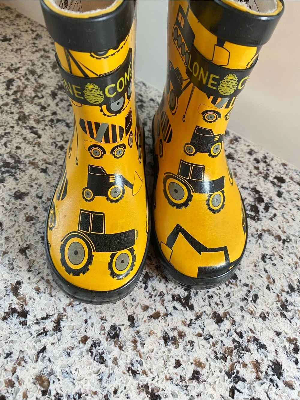 LONE CONE Toddler Boy Rain Boots Rubber Construction Vehicles Yellow 6